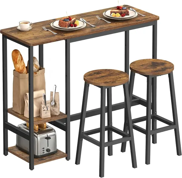 Bartisch mit 2 Barstühlen – Esszimmermöbel-Set, Essgruppe