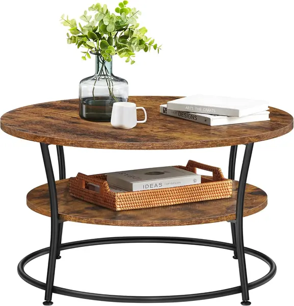 Couchtisch rund – Sofatisch mit Ablage, Metall
