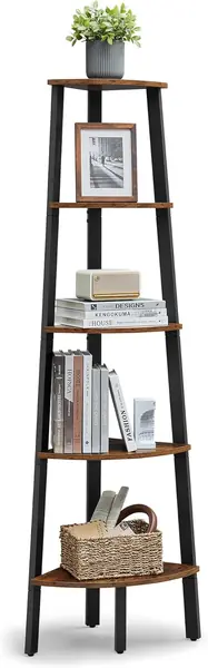 Eckregal – Bücherregal mit 5 Ebenen, Leiterregal