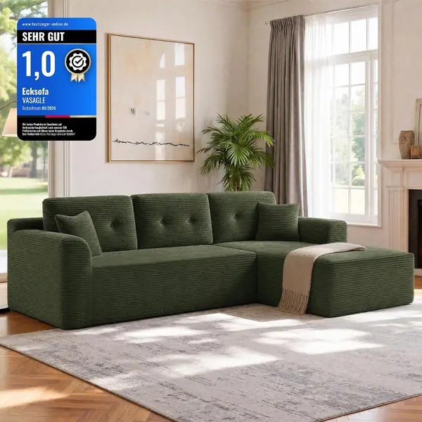 Ecksofa – modulares Sofa 244 cm breit, vakuumverpackt