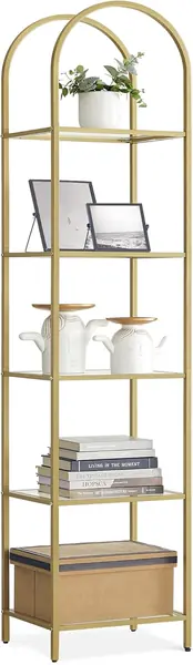Regal – Bücherregal 5 Ebenen, Standregal aus Hartglas